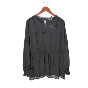 NWT Bloomchic Plus 18-20  Babydoll Blouse Eyelet details